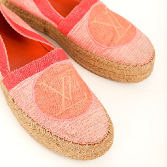 Louis Vuitton Pink Shore Postcard Embroidered-Logo Espadrilles - Picture 7 of 10